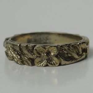 Men's Brass Ring-CARVED FLORAL Sz 9.5 #29